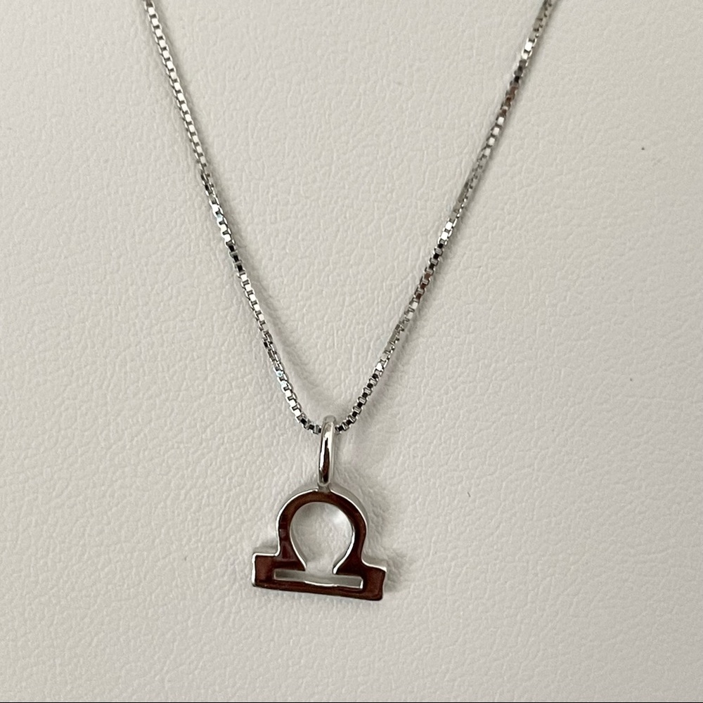 Sterling Silver Libra Sign Necklace, Zodiac Pendant, Silver Necklace, Libra Ring